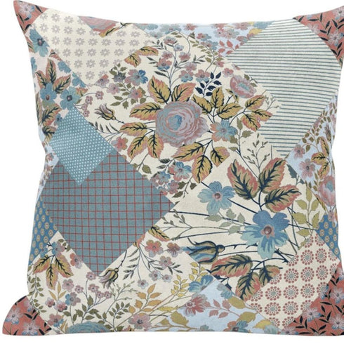 16" Gold Pink Floral Suede Throw Pillow