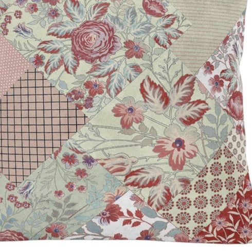 20" Red White Floral Suede Throw Pillow