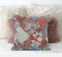 20" Aqua Red Floral Suede Throw Pillow