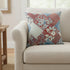 20" Aqua Red Floral Suede Throw Pillow