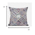 16” Gray Pink Patch Suede Throw Pillow