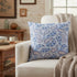 18” Blue Gray Boho Paisley Suede Throw Pillow