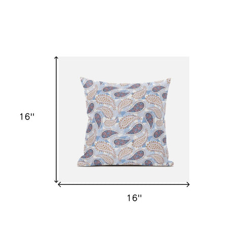 18” Blue Pink Boho Paisley Suede Throw Pillow