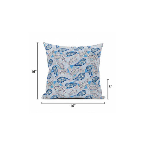 18” Blue Peach Boho Paisley Suede Throw Pillow