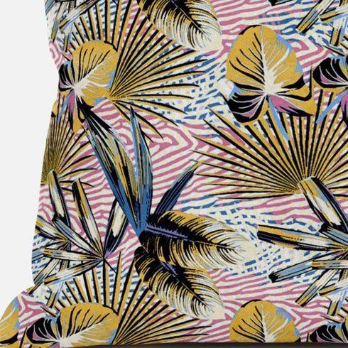 20” Gold Pink Tropical Suede Throw Pillow