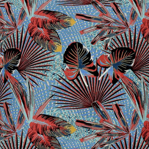 18” Coral Blue Tropical Suede Throw Pillow