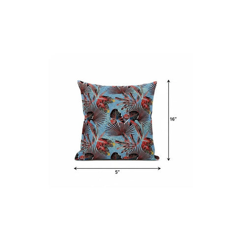 18” Coral Blue Tropical Suede Throw Pillow