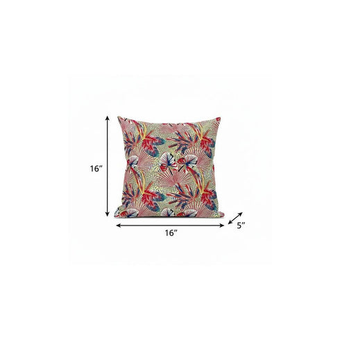 18” Red Gold Tropical Suede Throw Pillow