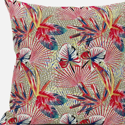 18” Red Gold Tropical Suede Throw Pillow