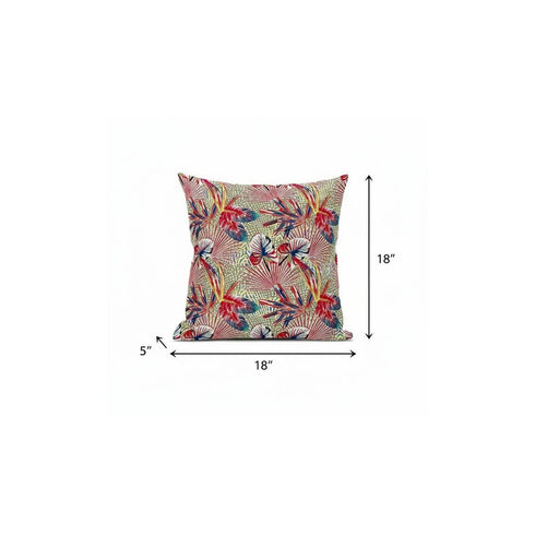 18” Red Gold Tropical Suede Throw Pillow