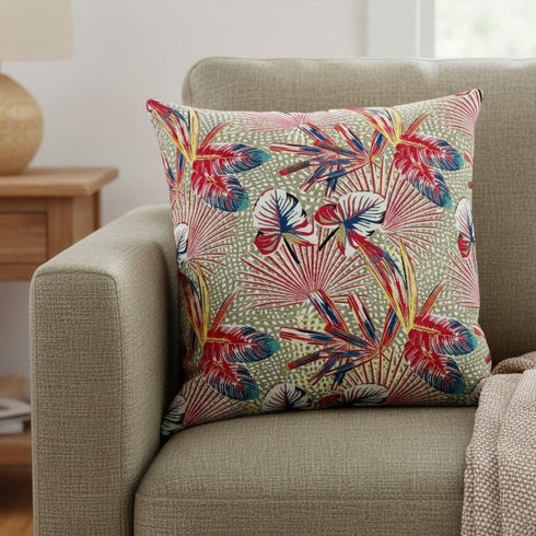 18” Red Gold Tropical Suede Throw Pillow