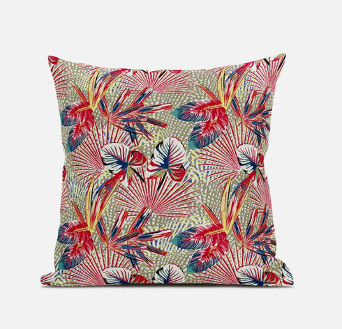 18” Red Gold Tropical Suede Throw Pillow