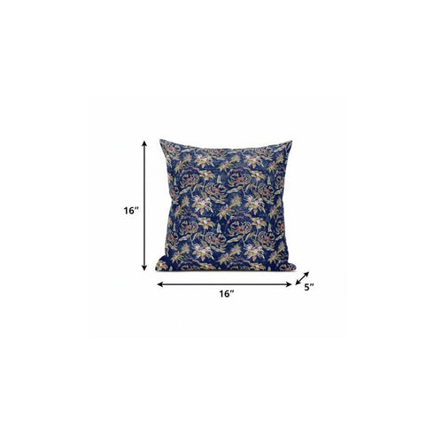 18" Blue Yellow Roses Suede Throw Pillow