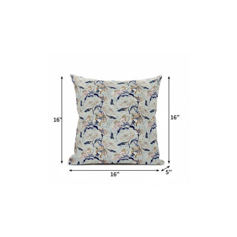 18" Light Blue Indigo Roses Suede Throw Pillow