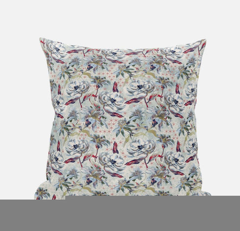 18" Light Green Gray Roses Suede Throw Pillow