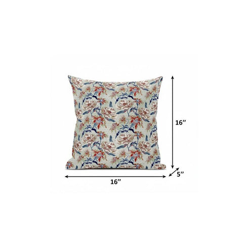 18" Red Indigo Roses Suede Throw Pillow