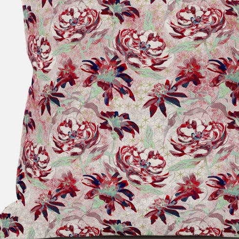 18" Red White Roses Suede Throw Pillow