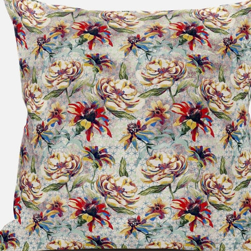 20” Red Yellow Roses Suede Throw Pillow
