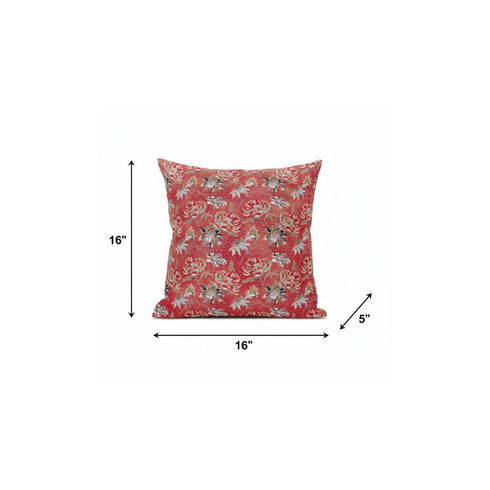 20" Salmon Red Roses Suede Throw Pillow