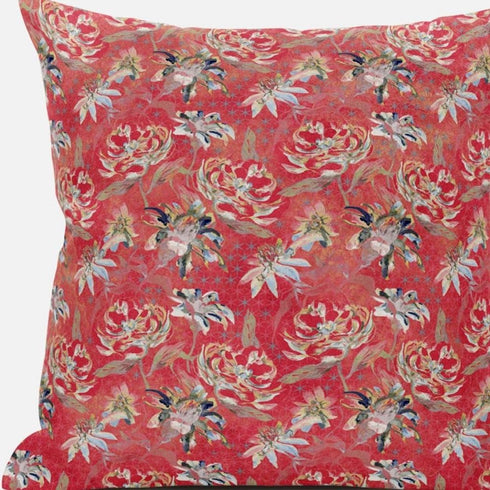 20" Salmon Red Roses Suede Throw Pillow