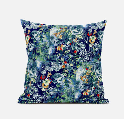 20" Blue Turquoise Springtime Suede Throw Pillow