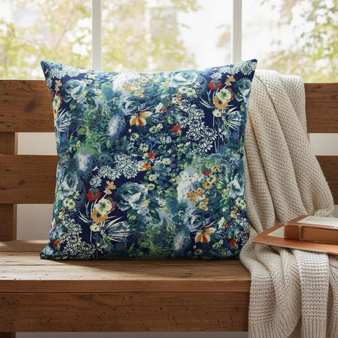 20" Blue Turquoise Springtime Suede Throw Pillow