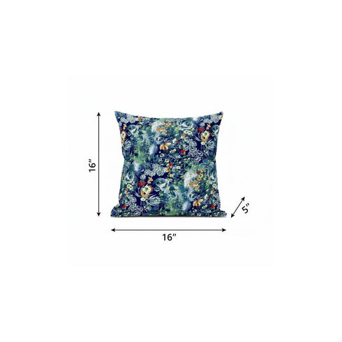 20" Blue Turquoise Springtime Suede Throw Pillow
