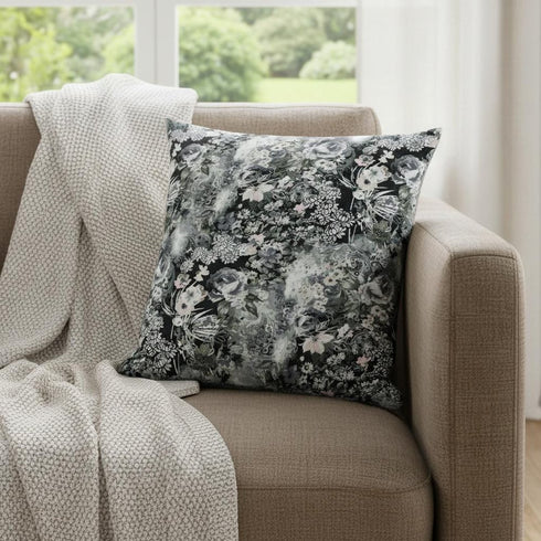 16" Gray White Springtime Suede Throw Pillow