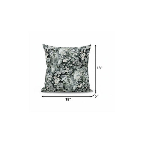 16" Gray White Springtime Suede Throw Pillow