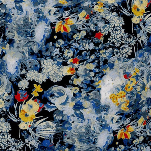 18" Blue Yellow Springtime Suede Throw Pillow