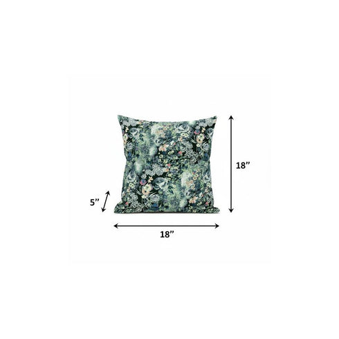 16" Green Black Springtime Suede Throw Pillow