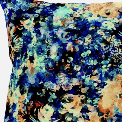 20" Orange Blue Springtime Suede Throw Pillow