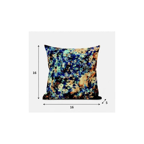 20" Orange Blue Springtime Suede Throw Pillow