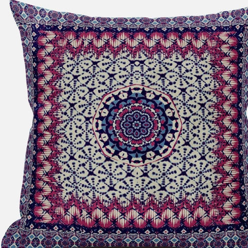 18” Magenta Indigo Holy Floral Suede Throw Pillow