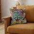 20” Green Orange Flower Bloom Suede Throw Pillow