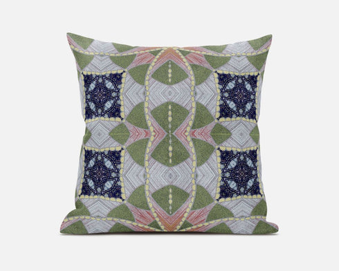 16" Green Pink Cosmic Circle Boho Suede Throw Pillow