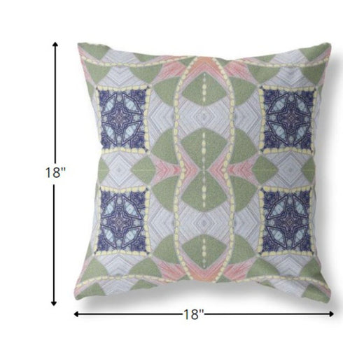16" Green Pink Cosmic Circle Boho Suede Throw Pillow