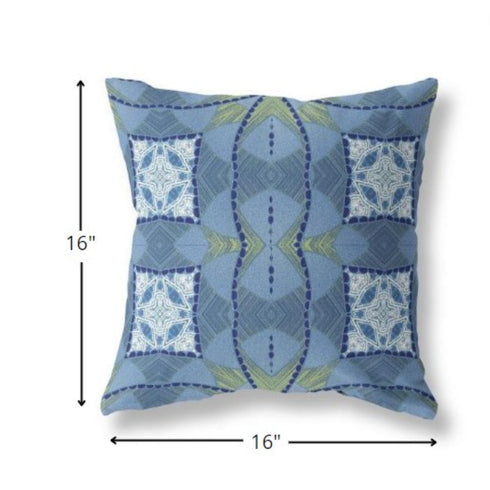 20" Blue White Cosmic Circle Boho Suede Throw Pillow