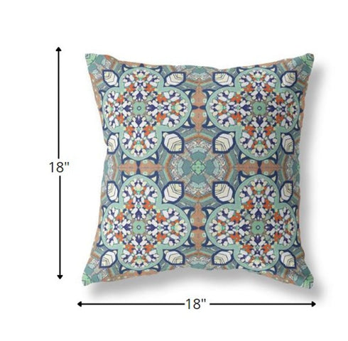 16" Green Orange Cloverleaf Boho Suede Throw Pillow