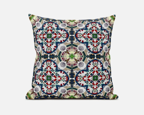 16" Green White Cloverleaf Boho Suede Throw Pillow