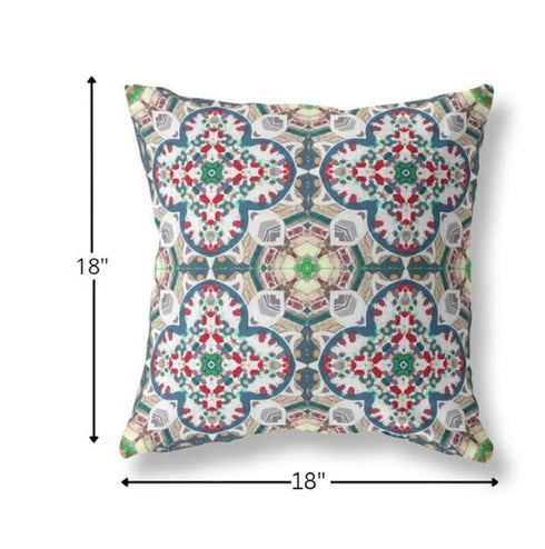 16" Green White Cloverleaf Boho Suede Throw Pillow