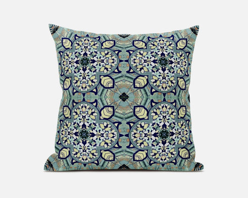 16" Green Cream Cloverleaf Boho Suede Throw Pillow