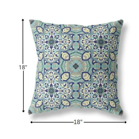 16" Green Cream Cloverleaf Boho Suede Throw Pillow