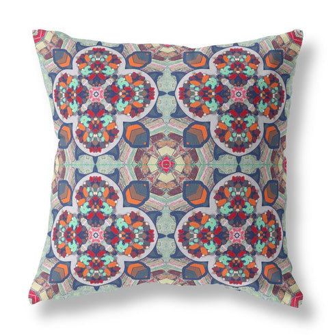 16" Green Orange Cloverleaf Boho Suede Throw Pillow