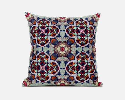 16" Green Orange Cloverleaf Boho Suede Throw Pillow