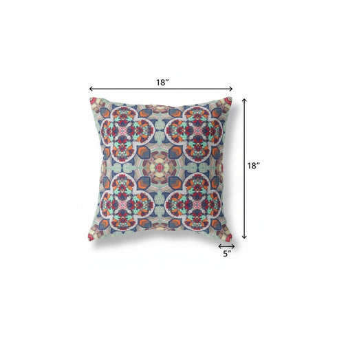 16" Green Orange Cloverleaf Boho Suede Throw Pillow