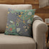 16" Green Gray Garden Decorative Suede Throw Pillow
