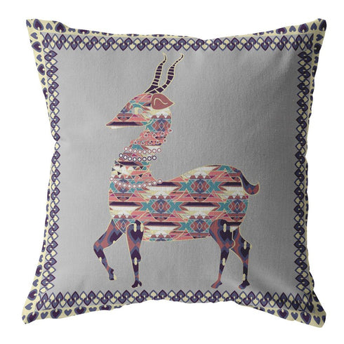 20" Purple Cream Boho Deer Suede Throw Pillow