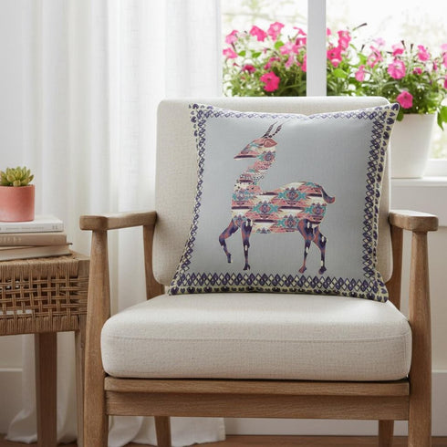 20" Purple Cream Boho Deer Suede Throw Pillow