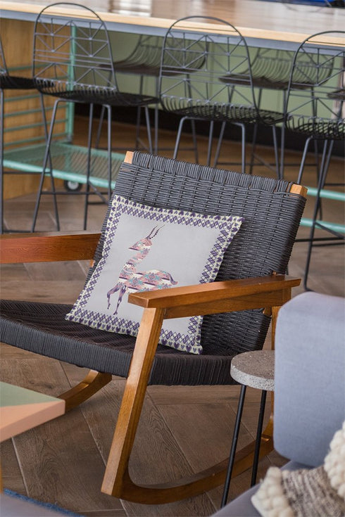 20" Purple Cream Boho Deer Suede Throw Pillow